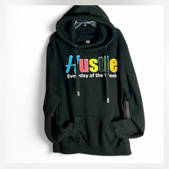 Hustle Black Graphic oversized Pullover Hoodie - unisex Size XL. - Picture 1 of 8